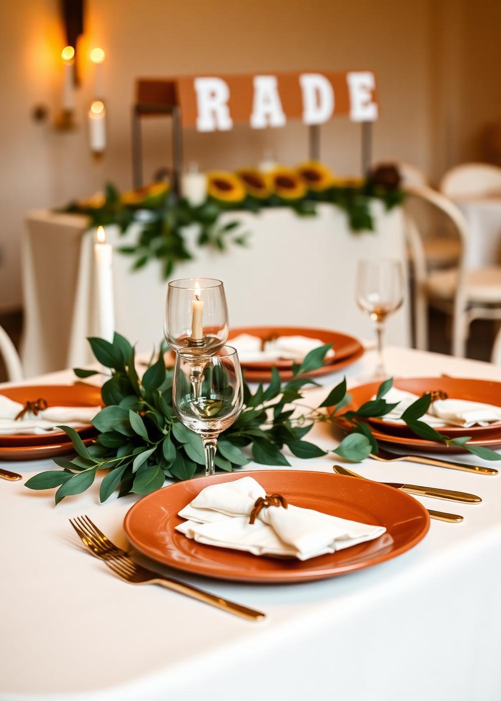 Montaje de mesa para boda con loza de barro
